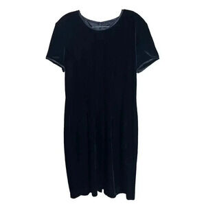 John Roberts Womens Velvet Shift Dress Size 12 Black Cocktail Party Occasion